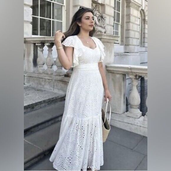 Zara openwork embroidered midi dress - Picture 4 of 13